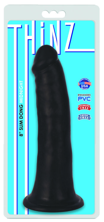 Thinz 8 Inch Slim Dildo- Black - Image 2