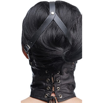 Leather Neck Corset Harness with Stuffer Gag - Image 3