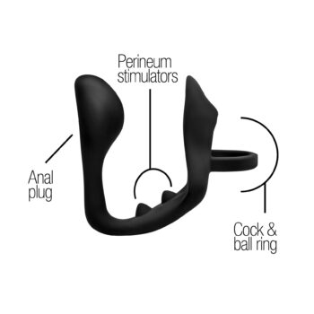 Excursion Silicone Triple Stim Anal Plug with Cock and Ball Ring - Image 3