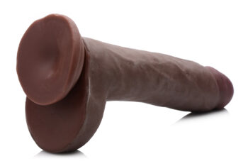 10 Inch Ultra Real Dual Layer Suction Cup Dildo- Dark Skin Tone - Image 4