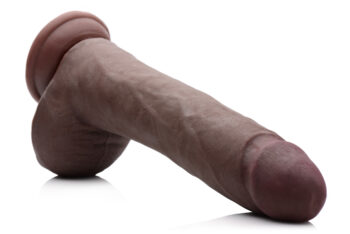 10 Inch Ultra Real Dual Layer Suction Cup Dildo- Dark Skin Tone - Image 3