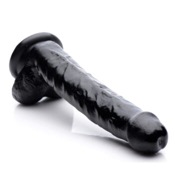 8 Inch Slim Dildo with Balls- Black - Image 4