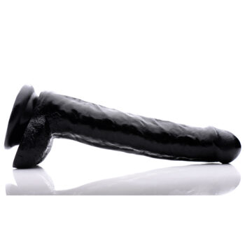 8 Inch Slim Dildo with Balls- Black - Image 3