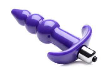 Ribbed Vibrating Butt Plug - Purple - Image 3