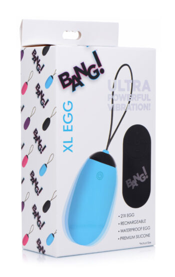 XL Silicone Vibrating Egg - Blue - Image 5