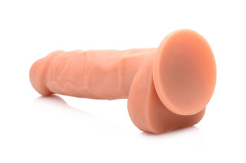 Power Pecker 7 Inch Silicone Dildo with Balls - Flesh - Image 3