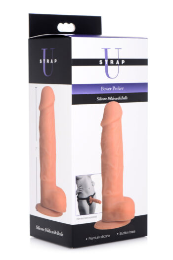 Power Pecker 7 Inch Silicone Dildo with Balls - Flesh - Image 6