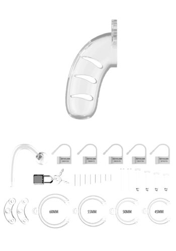 Clear Chastity Cock Cage with Plug - Medium - Image 3