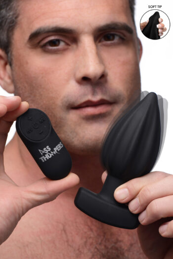 The Assterisk 10X Ribbed Silicone Remote Control Vibrating Butt Plug - Image 2