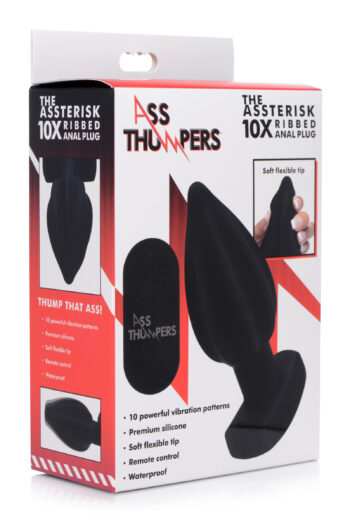 The Assterisk 10X Ribbed Silicone Remote Control Vibrating Butt Plug - Image 8