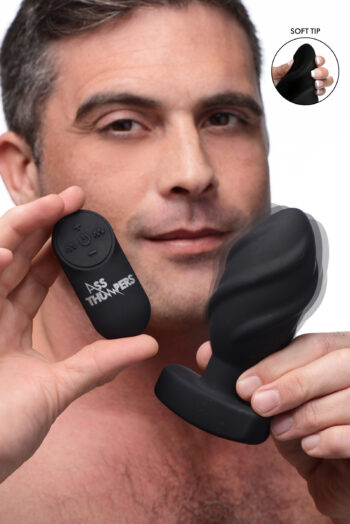 The Driller 10X Swirled Silicone Remote Control Vibrating Butt Plug - Image 2