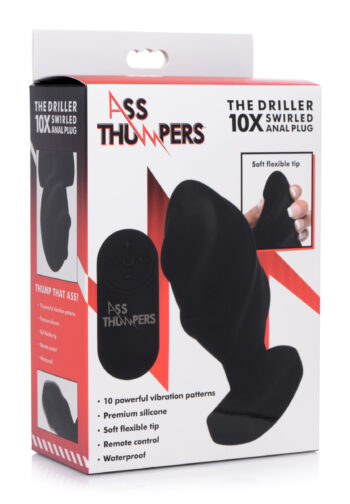 The Driller 10X Swirled Silicone Remote Control Vibrating Butt Plug - Image 8