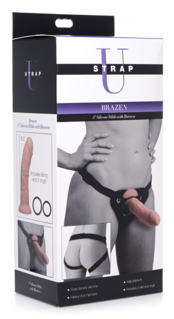 Brazen 8 inch Silicone Dildo with Harness - Image 4