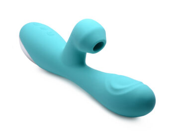 10X Silicone Suction Rabbit Vibrator - Teal - Image 3