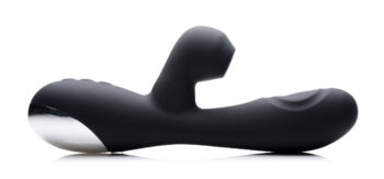 10X Silicone Suction Rabbit Vibrator - Black - Image 2