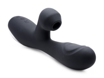 10X Silicone Suction Rabbit Vibrator - Black - Image 3