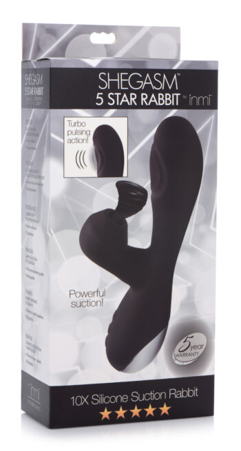 10X Silicone Suction Rabbit Vibrator - Black - Image 6