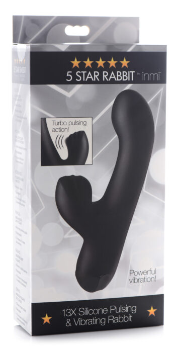 5 Star 13X Silicone Pulsing and Vibrating Rabbit - Black - Image 6