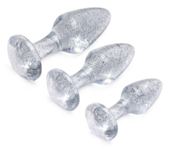 Glitter Gem Anal Plug Set - Silver - Image 2