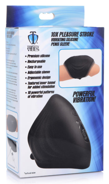 10X Pleasure Stroke Vibrating Silicone Penis Sleeve - Image 10