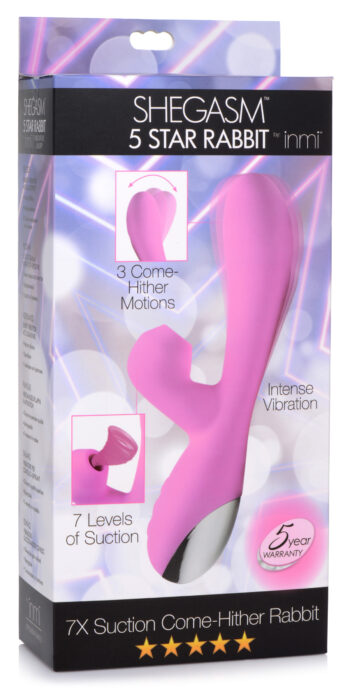 Shegasm 5 Star 7X Suction Come-Hither Silicone Rabbit - Pink - Image 7