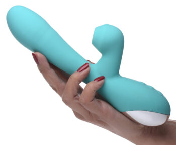 Shegasm 5 Star 7X Suction Come-Hither Silicone Rabbit - Teal - Image 2