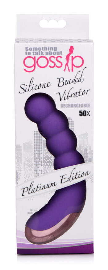 50X Silicone Beaded Vibrator - Purple - Image 5