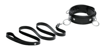 Isabella Sinclaire 3 Ring Leather Collar with Leash - Image 3