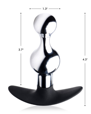 Metal and Silicone Beaded Anal Plug - Image 2