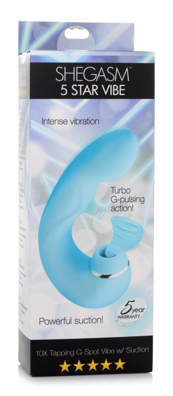 Shegasm 5 Star 10X Tapping G-Spot Silicone Vibrator with Suction - Teal - Image 7