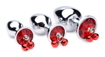 Red Gem with Bells Anal Plug Set - Image 3