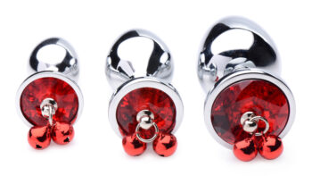 Red Gem with Bells Anal Plug Set - Image 5