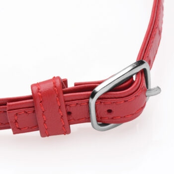 Heart Lock Leather Choker with Lock and Key - Red - Image 5