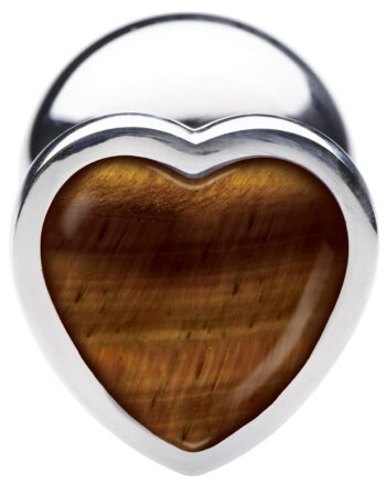 Authentic Tigers Eye Gemstone Heart Anal Plug - Small - Image 2