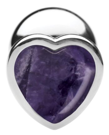 Genuine Amethyst Gemstone Heart Anal Plug - Large - Image 2