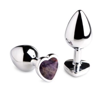 Genuine Amethyst Gemstone Heart Anal Plug - Large - Image 8