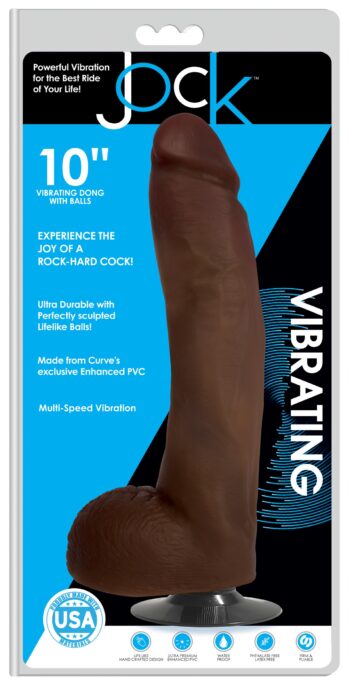 Jock Dark Vibrating Dildo with Balls - 10 Inch - Image 3