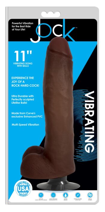 Jock Dark Vibrating Dildo with Balls - 11 Inch - Image 3