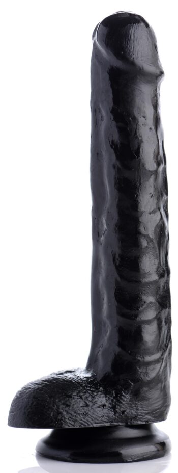 8 Inch Slim Dildo with Balls- Black - Image 5