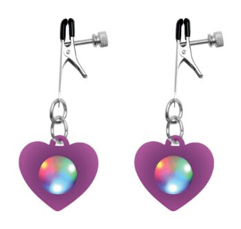 Silicone Light Up Heart Nipple Clamps - Image 2