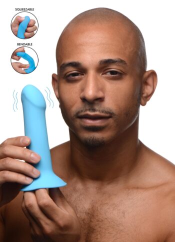 10X Squeezable Vibrating Dildo - Blue - Image 2