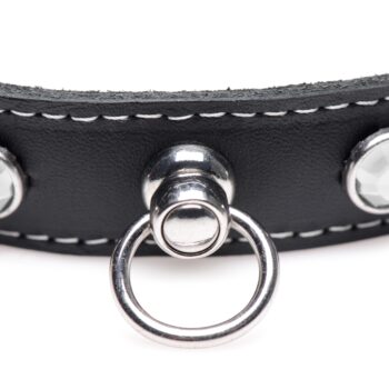 Bling Vixen Leather Choker with Rhinestones - Clear - Image 3