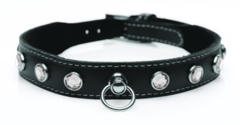 Bling Vixen Leather Choker with Rhinestones - Clear - Image 2