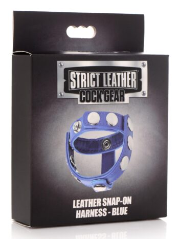 Leather Snap-on Cock Harness - Blue - Image 3