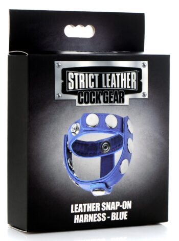 Leather Snap-on Cock Harness - Blue - Image 4