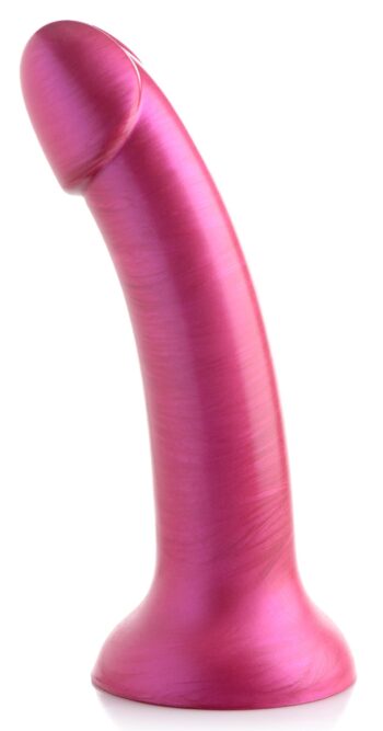 7 Inch Metallic Silicone Dildo - Pink - Image 2