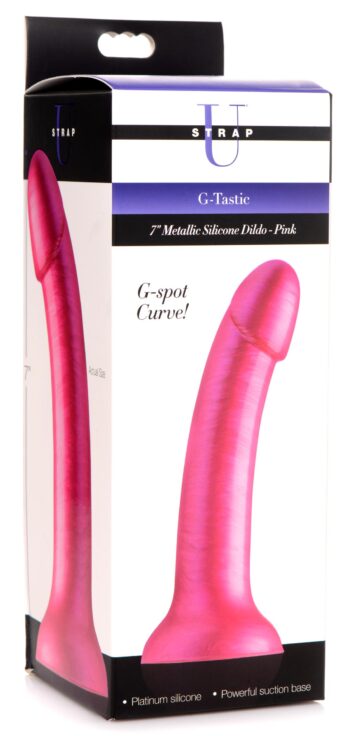 7 Inch Metallic Silicone Dildo - Pink - Image 6