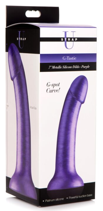 7 Inch Metallic Silicone Dildo - Purple - Image 6