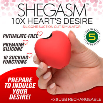 10X Silicone Heart Suction Clit Stimulator - Image 2