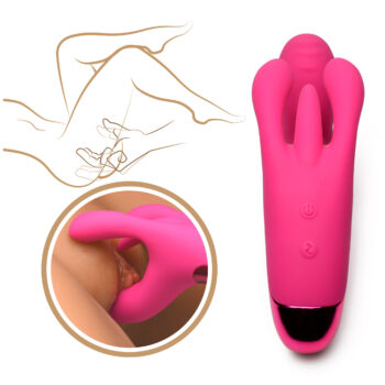 10X Triple Rabbit Silicone Vibrator - Pink - Image 3